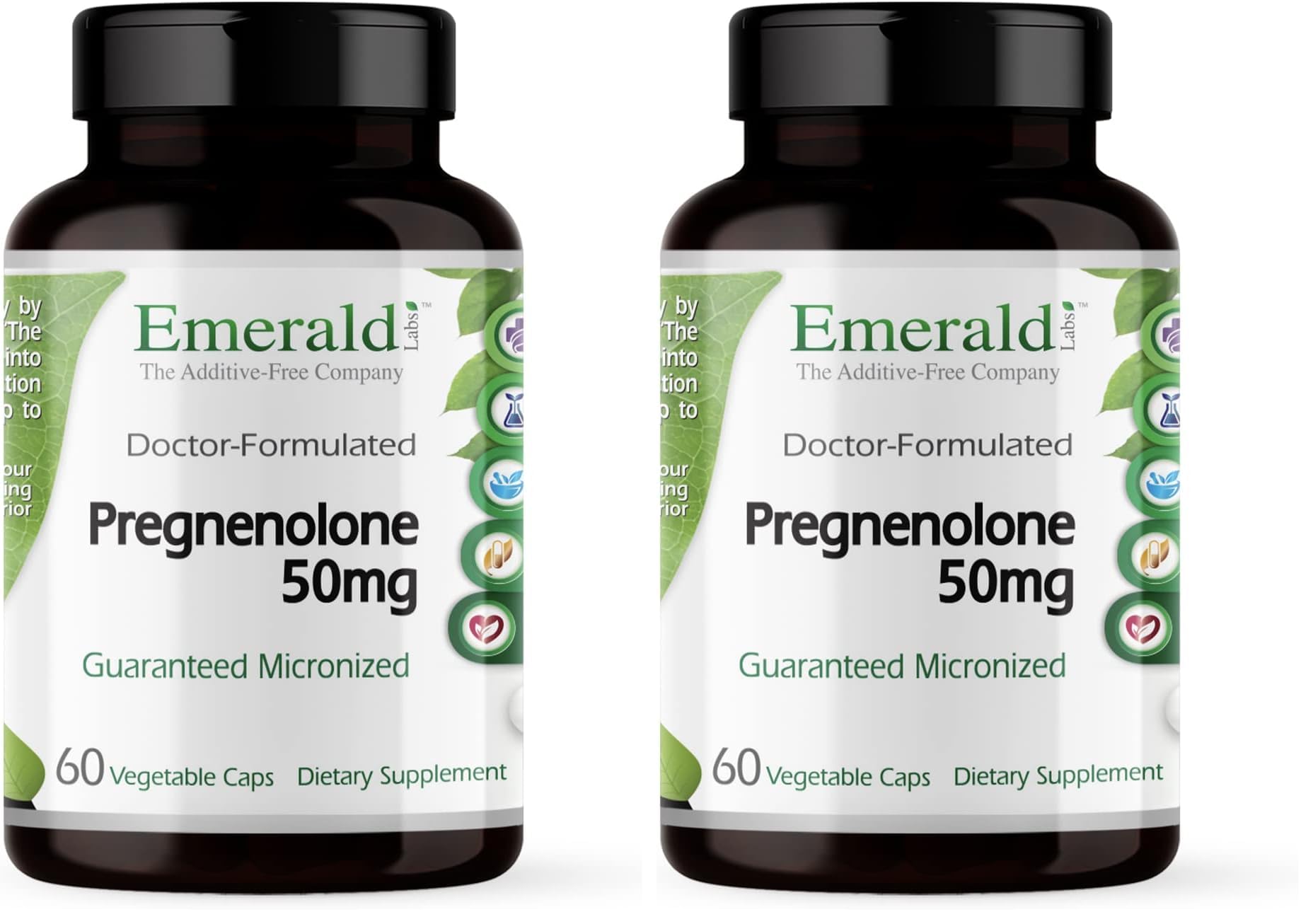 Emerald Labs Pregnenolone 50mg bottle illustrating potential brain health support.