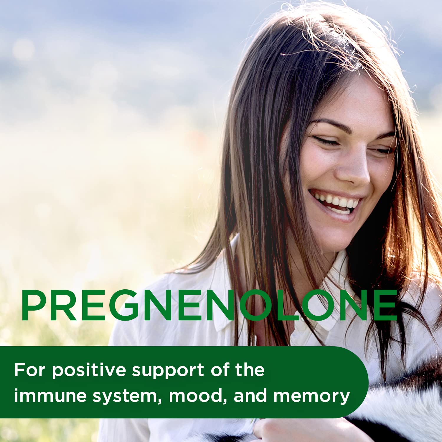 Close-up of the Emerald Labs Pregnenolone 50mg label highlighting formulation.
