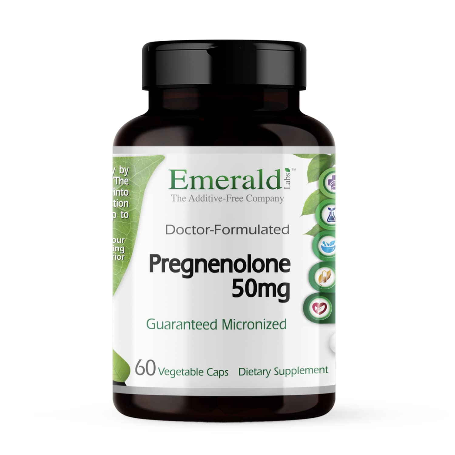Emerald Labs Pregnenolone 50mg bottle front view highlighting a balance-focused formula