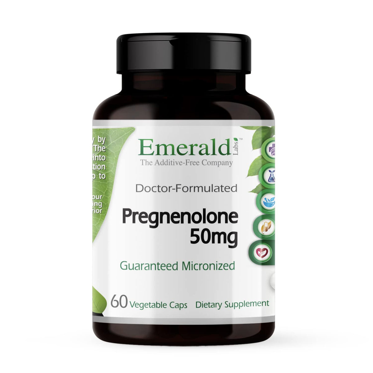 Emerald Labs Pregnenolone 50mg bottle front view highlighting a balance-focused formula