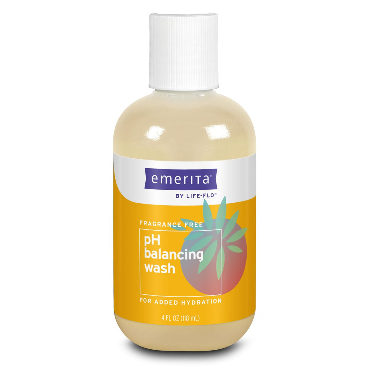 Emerita Life-flo pH Balancing Wash bottle shows a gentle, hydrating cleanse for sensitive skin.