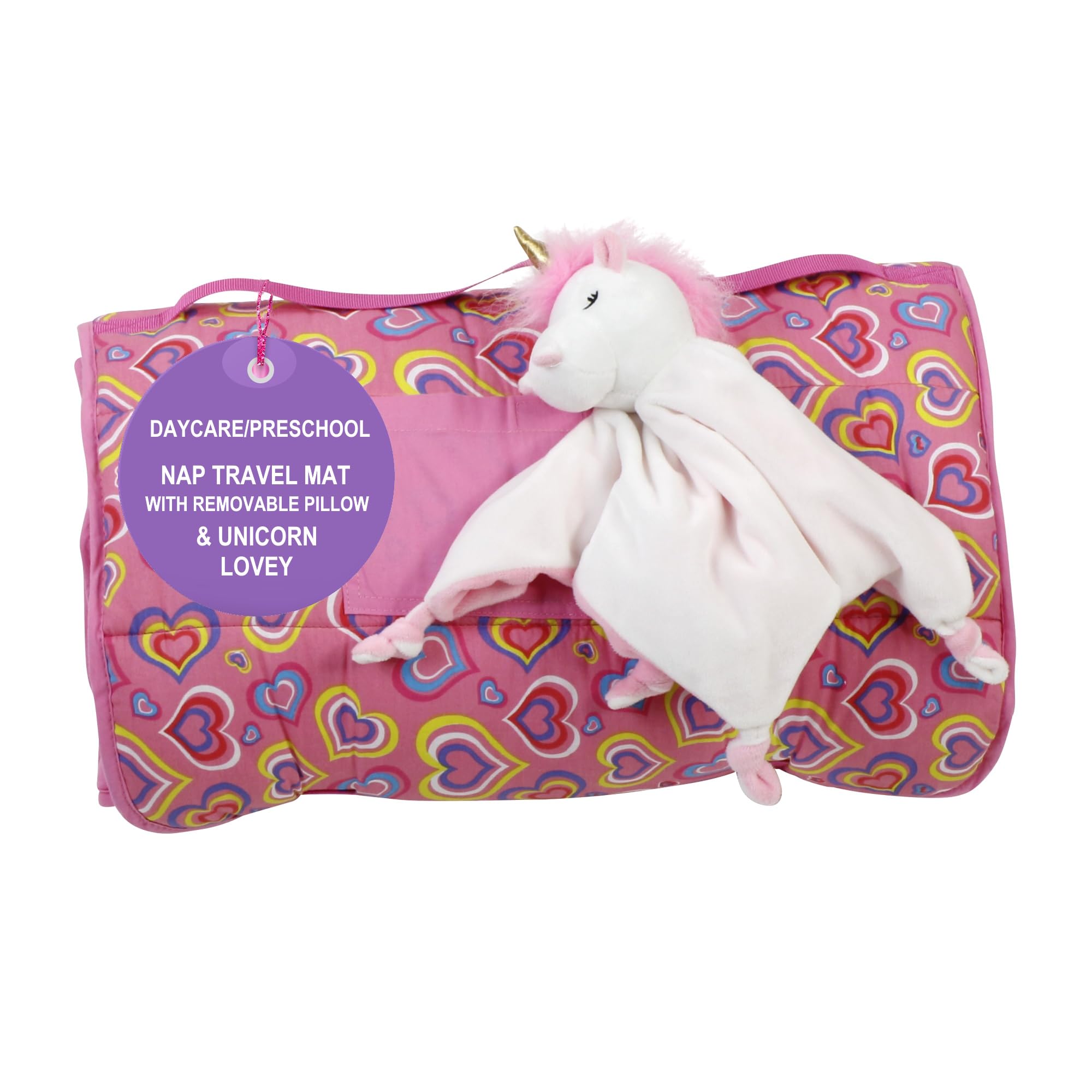 Emily Rose pink toddler nap mat rollup for daycare naptime