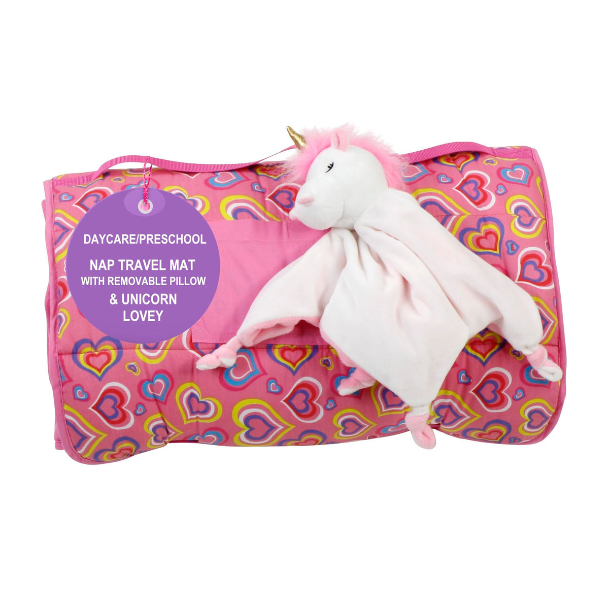 Emily Rose pink toddler nap mat rollup for daycare naptime