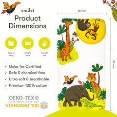 Emllet Safari Friends sheet has a vibrant print that stays bright after many washes.