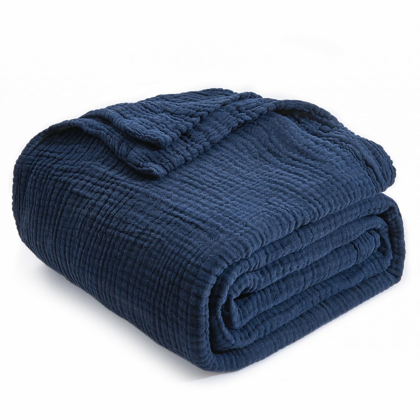 EMME muslin baby blanket navy care tips show cold wash and gentle drying