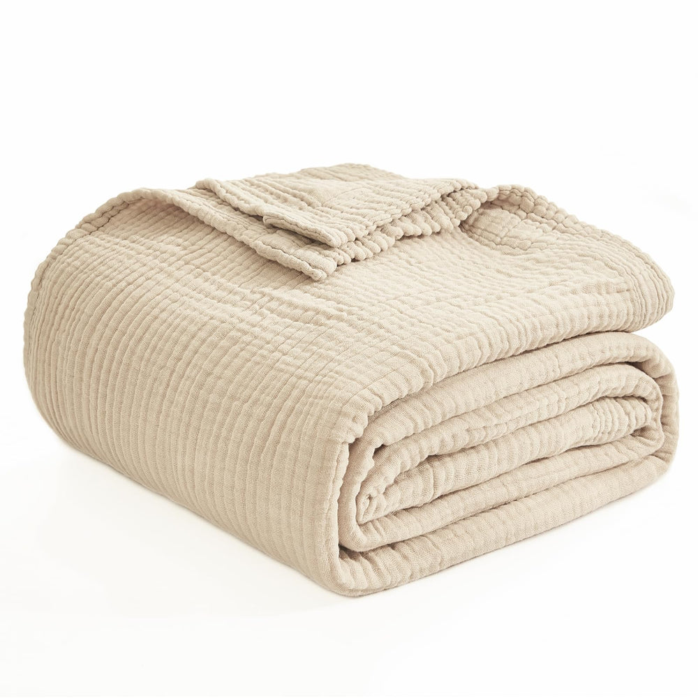Swaddle-ready 4-layer design in light tan for easy wrapping.