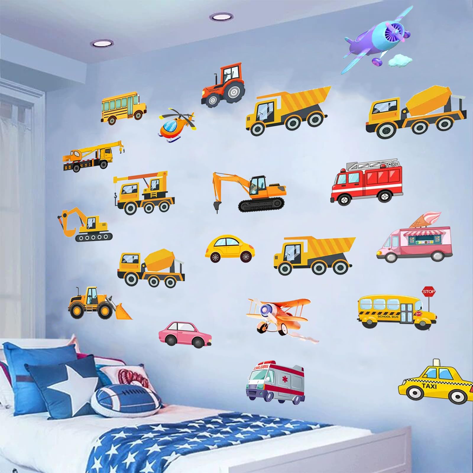 EMPCYDIA glow-in-the-dark crane decal creates dynamic wall murals during play