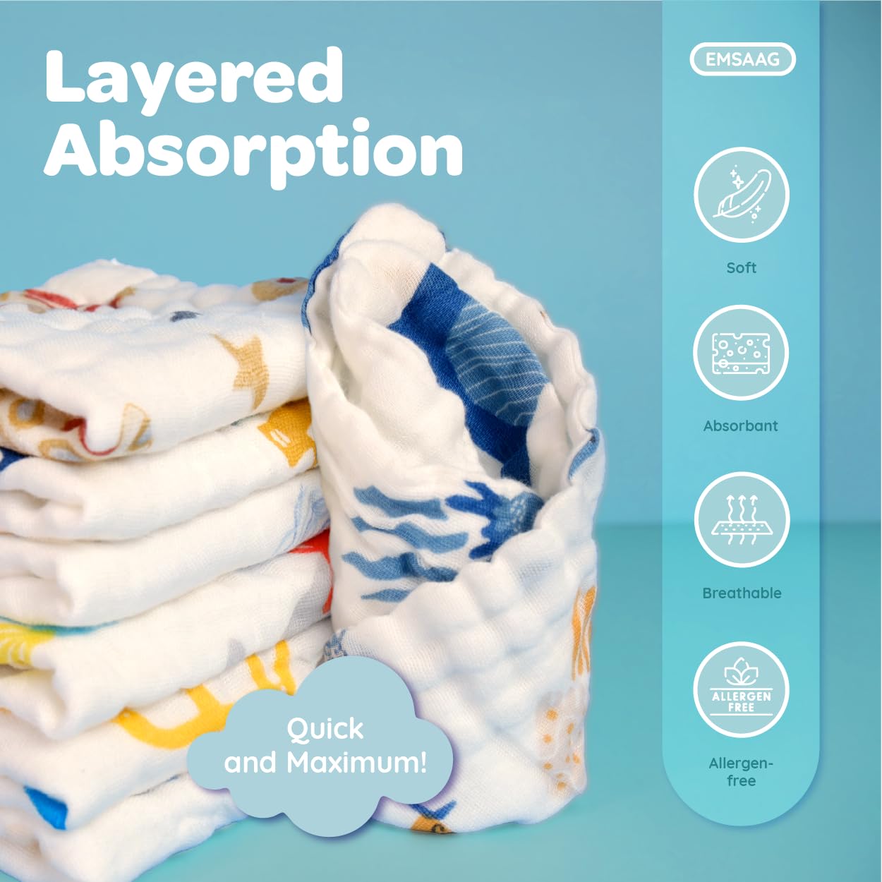 EMSAAG gift-ready baby washcloth set, ideal for baby showers