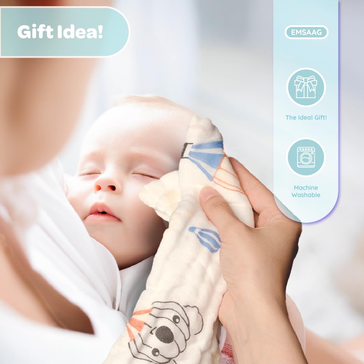 EMSAAG muslin washcloths quick-dry design keeps baby dry after baths