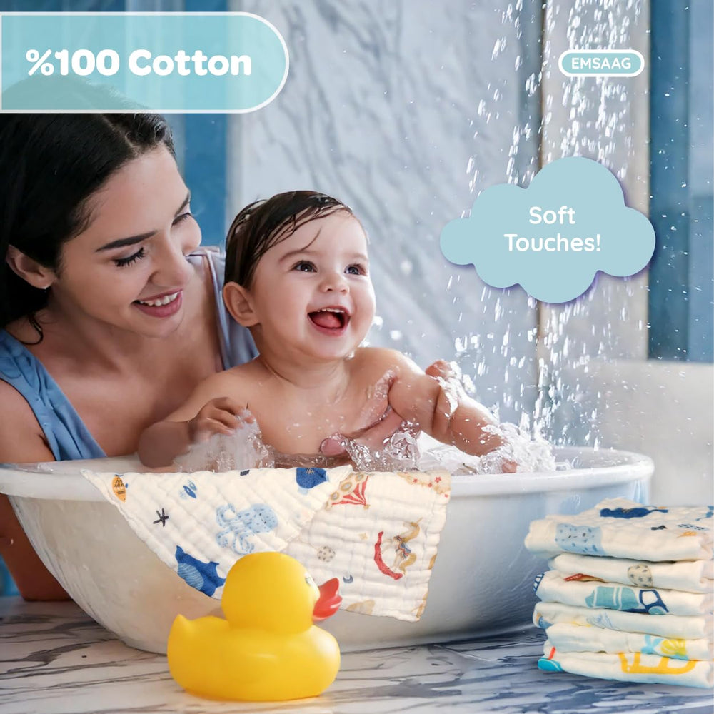 EMSAAG multi-use baby washcloths suitable for bath time, feeding and burping