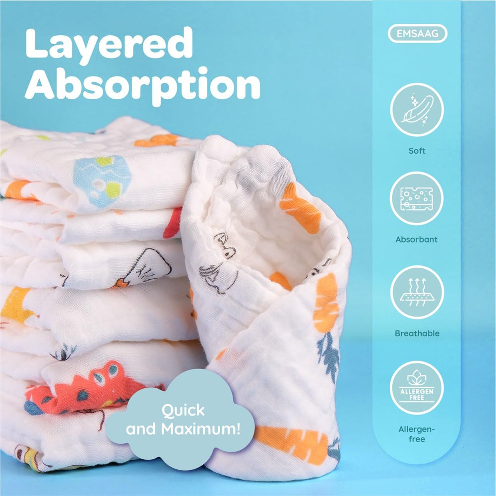 EMSAAG Muslin Baby Washcloths absorbent weave demonstrates quick water absorption