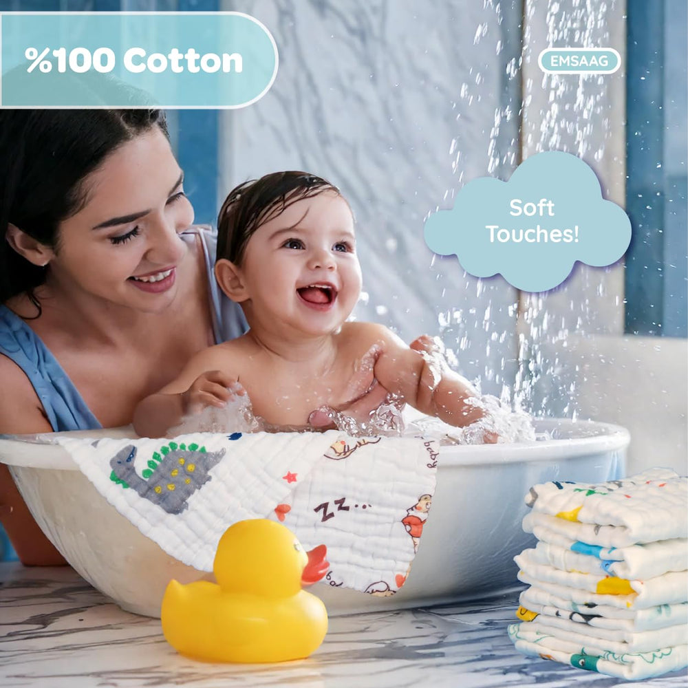 Seven-piece EMSAAG set with animal patterns for daily baby care