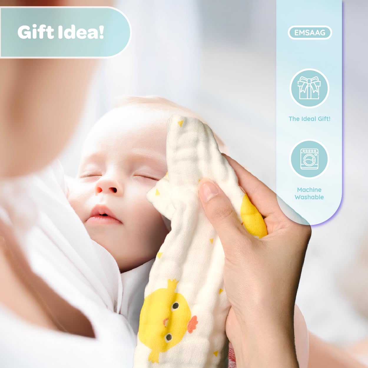 EMSAAG 10x10 inch washcloth offers generous coverage for cleansing