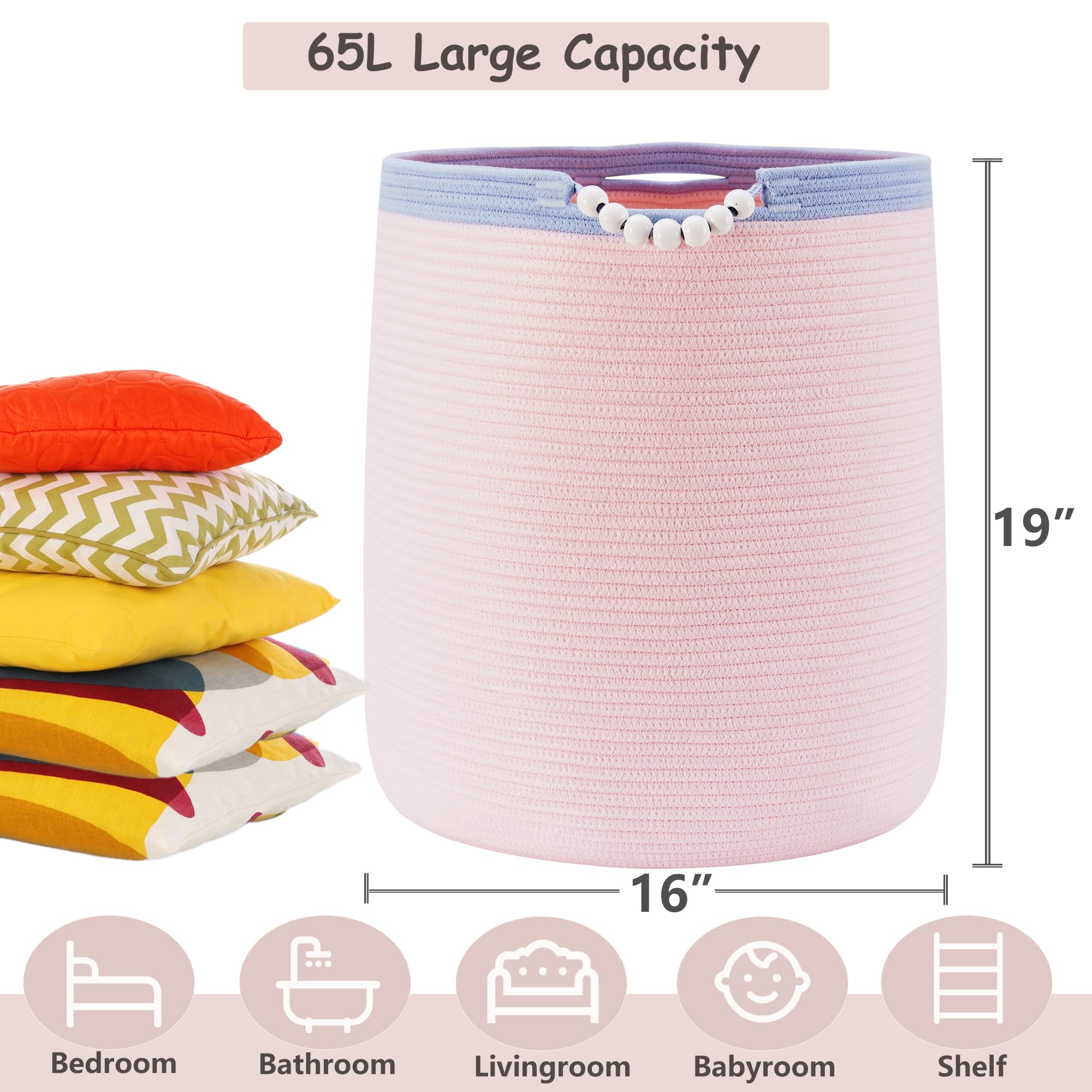 ENAORGAN boho nursery pink hamper decor blending with room styling.
