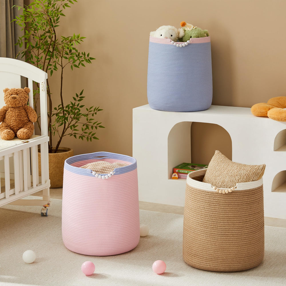 ENAORGAN boho pink nursery hamper blends with decor and keeps spaces tidy.