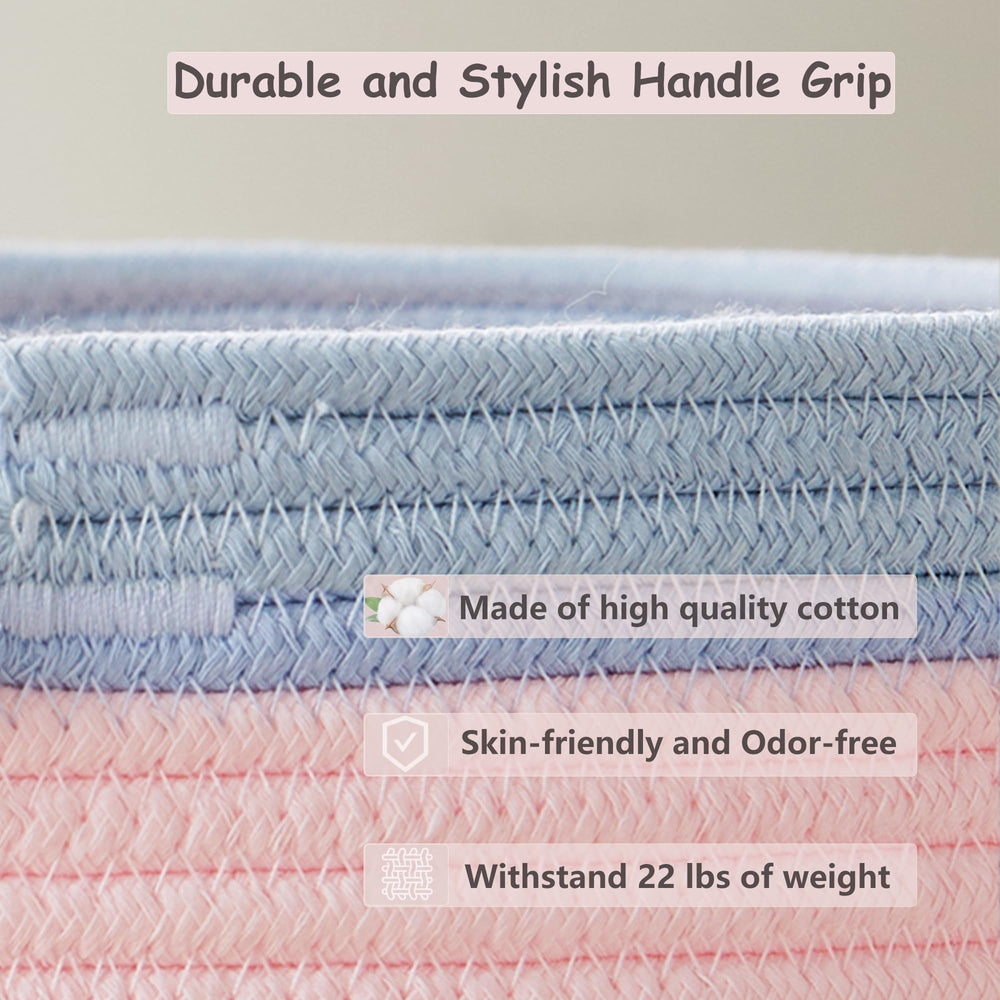 ENAORGAN pink round laundry basket with handles for easy carrying.