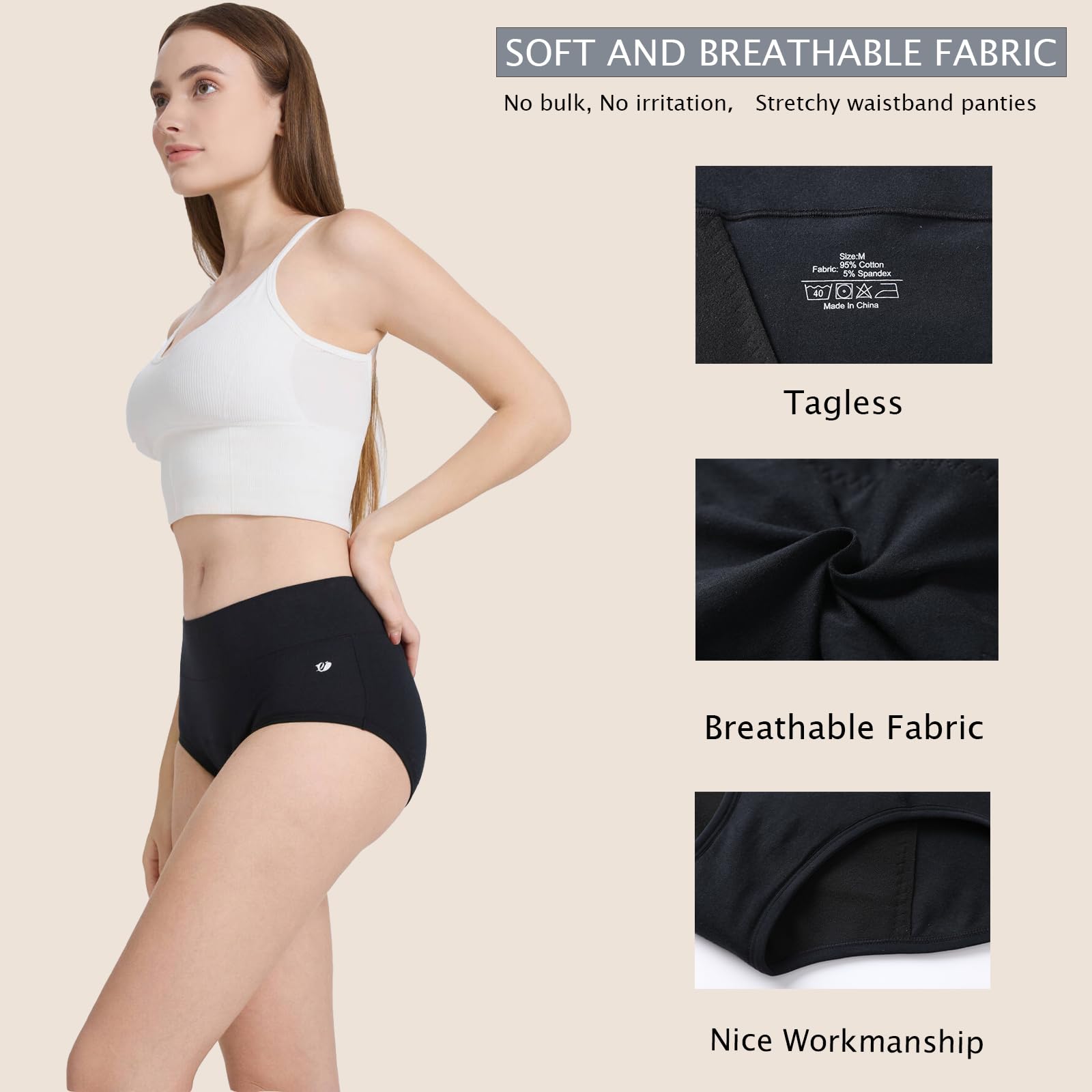 Encodd leakproof underwear for women quick-dry fabric ideal for travel