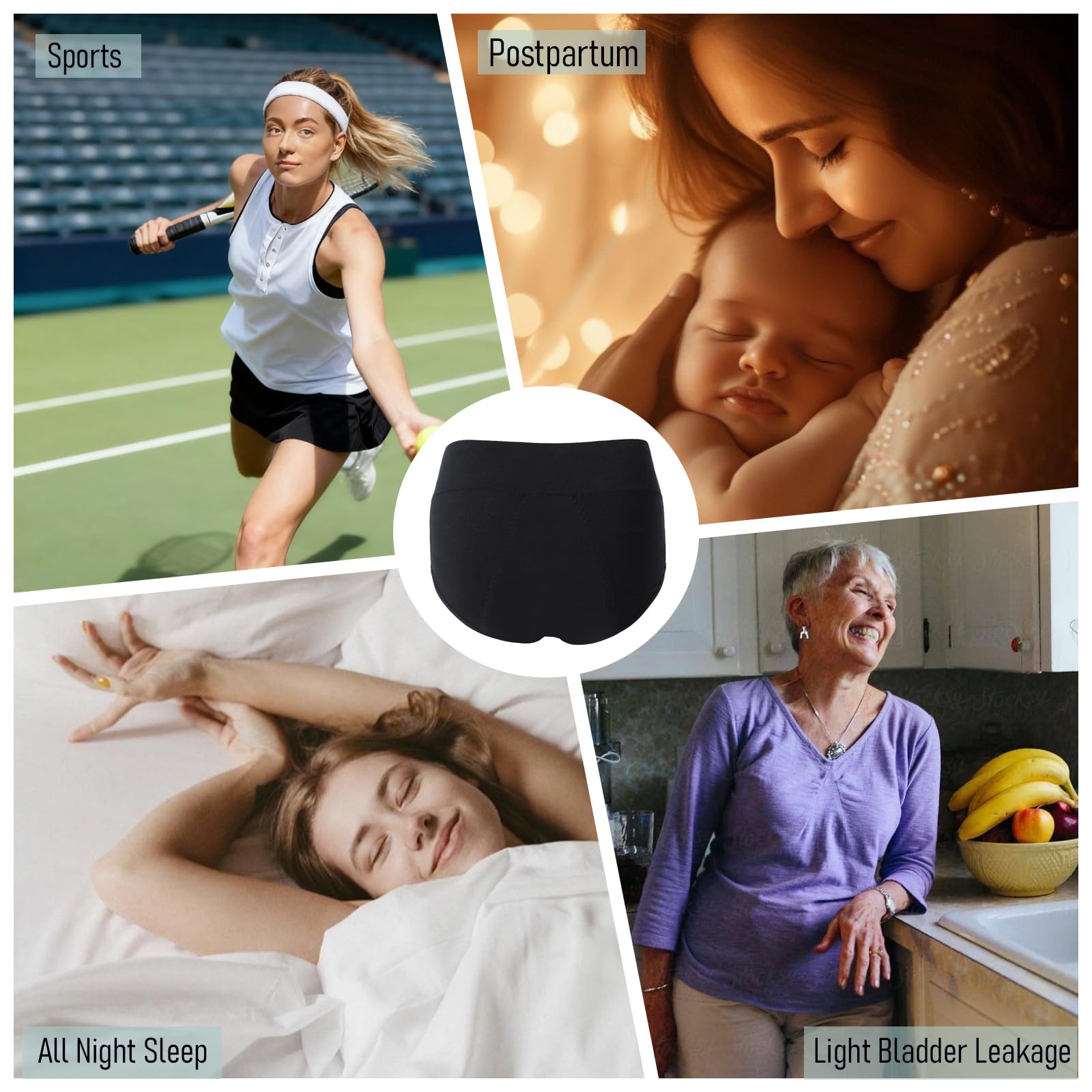 Encodd leakproof underwear, soft breathable fabric for comfortable all-day wear.