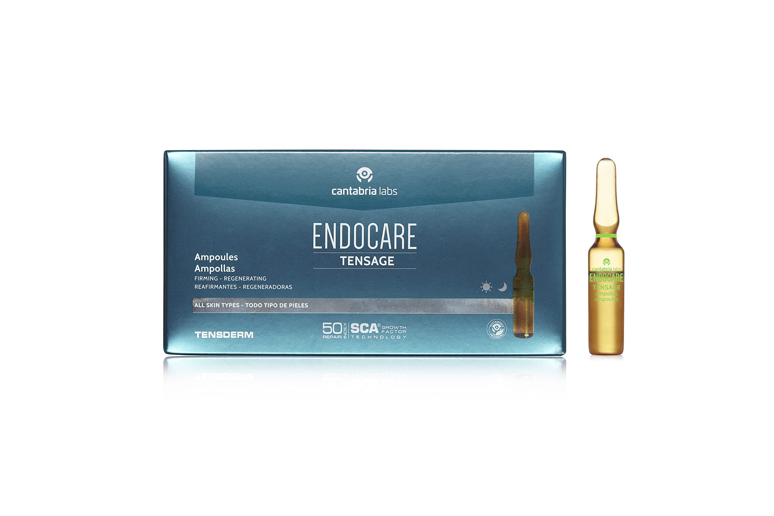 Endocare Tensage SCA 50 packaging with ten 2 ml vials for easy dosing