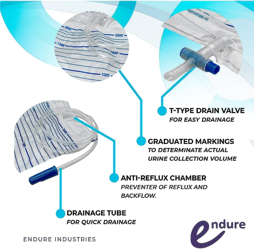 Endure Ind sterile vinyl material ensures hygienic urine collection.