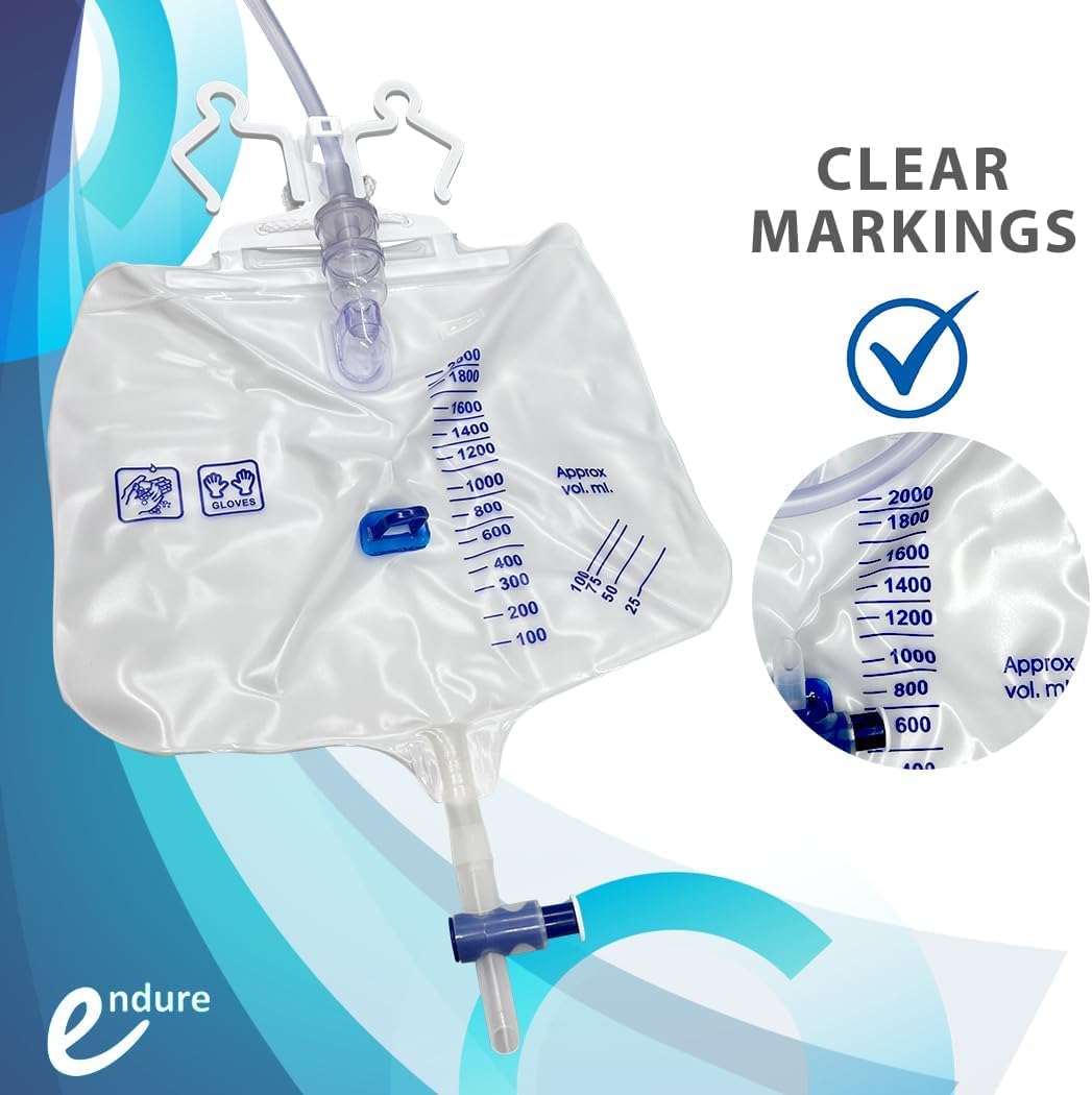 Endure Industries 5-pack urinary bag anti-reflux chamber prevents backflow risk