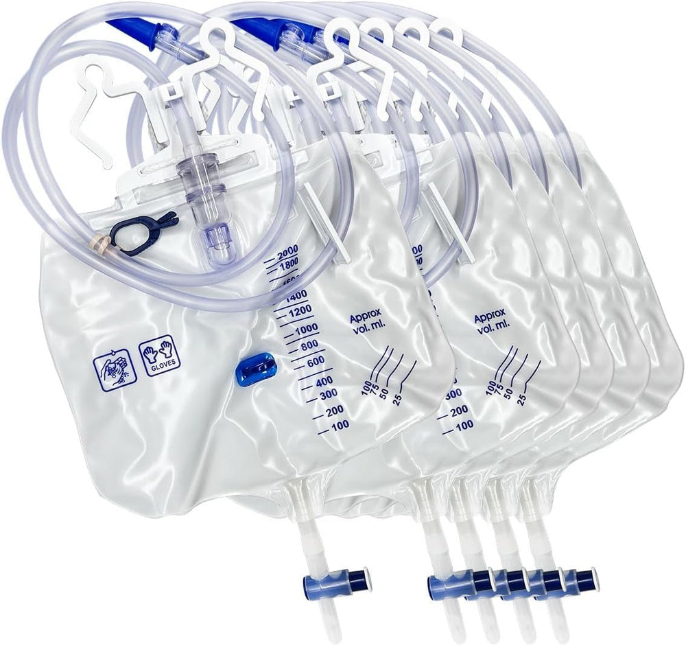 Endure Industries 5-pack urinary bag front view for reliable adult urine collection