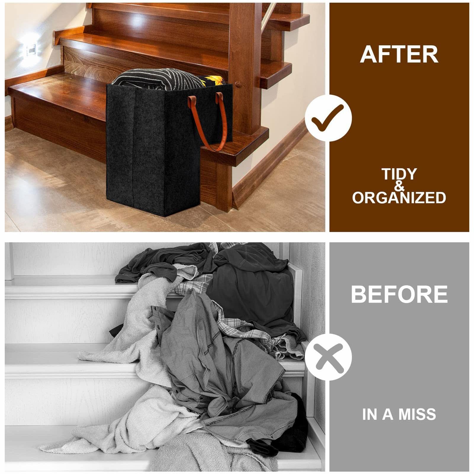Enfudid stair basket foldable design keeps toys and clothes within easy reach
