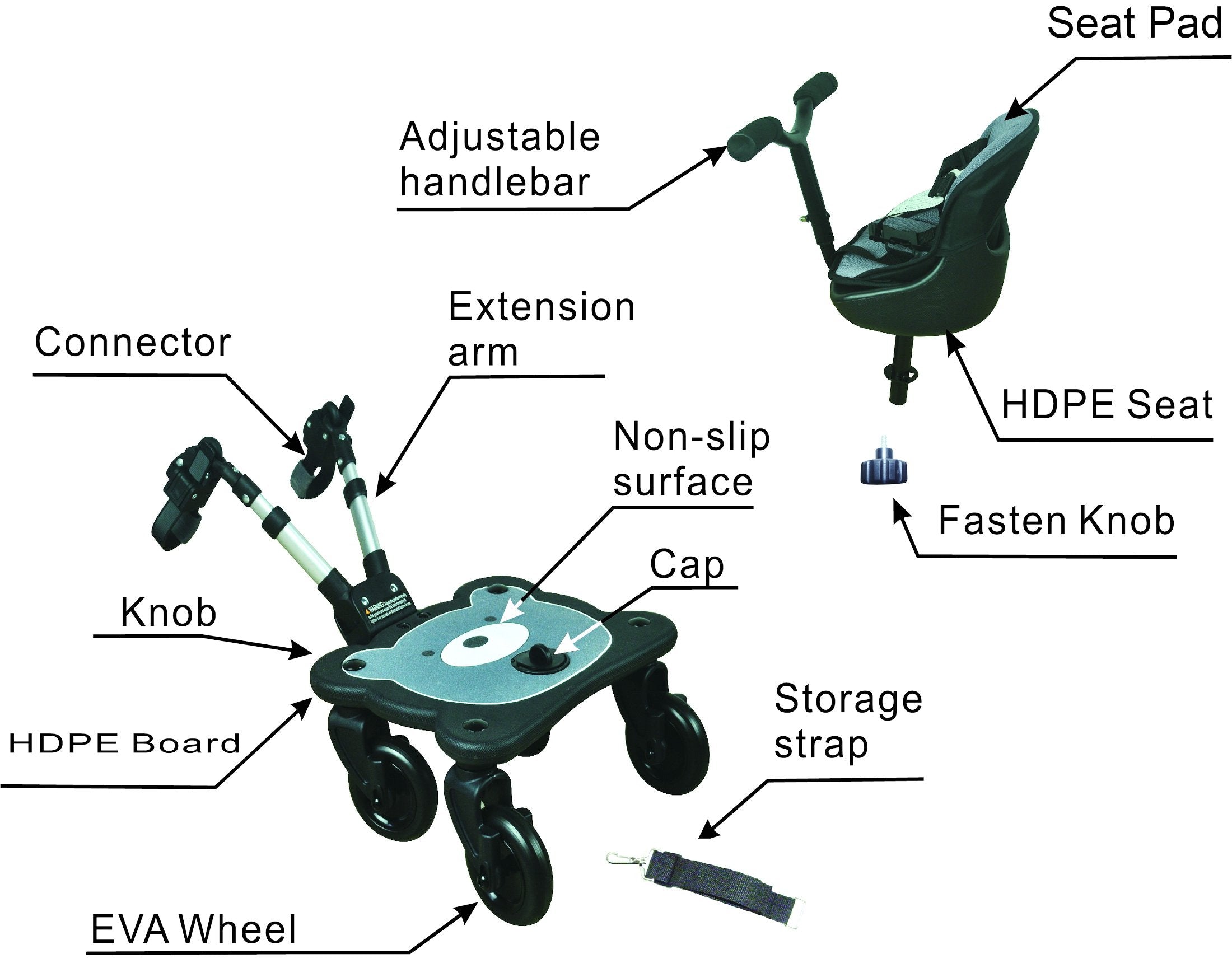 Englacha Cozy X Rider safety belt keeps child securely in place.