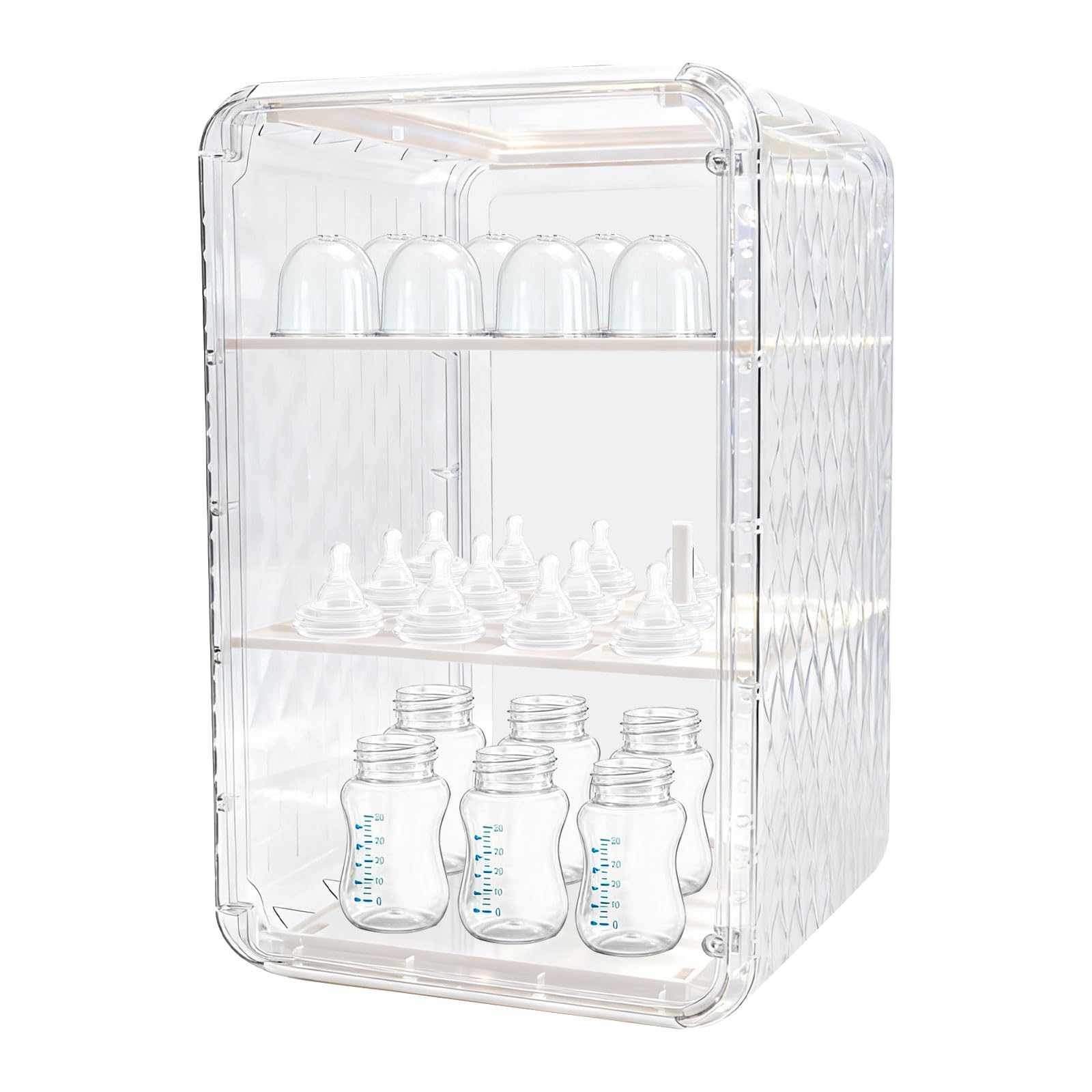 Engorgio baby bottle organizer, front view, keeps feeding essentials neatly on the counter.
