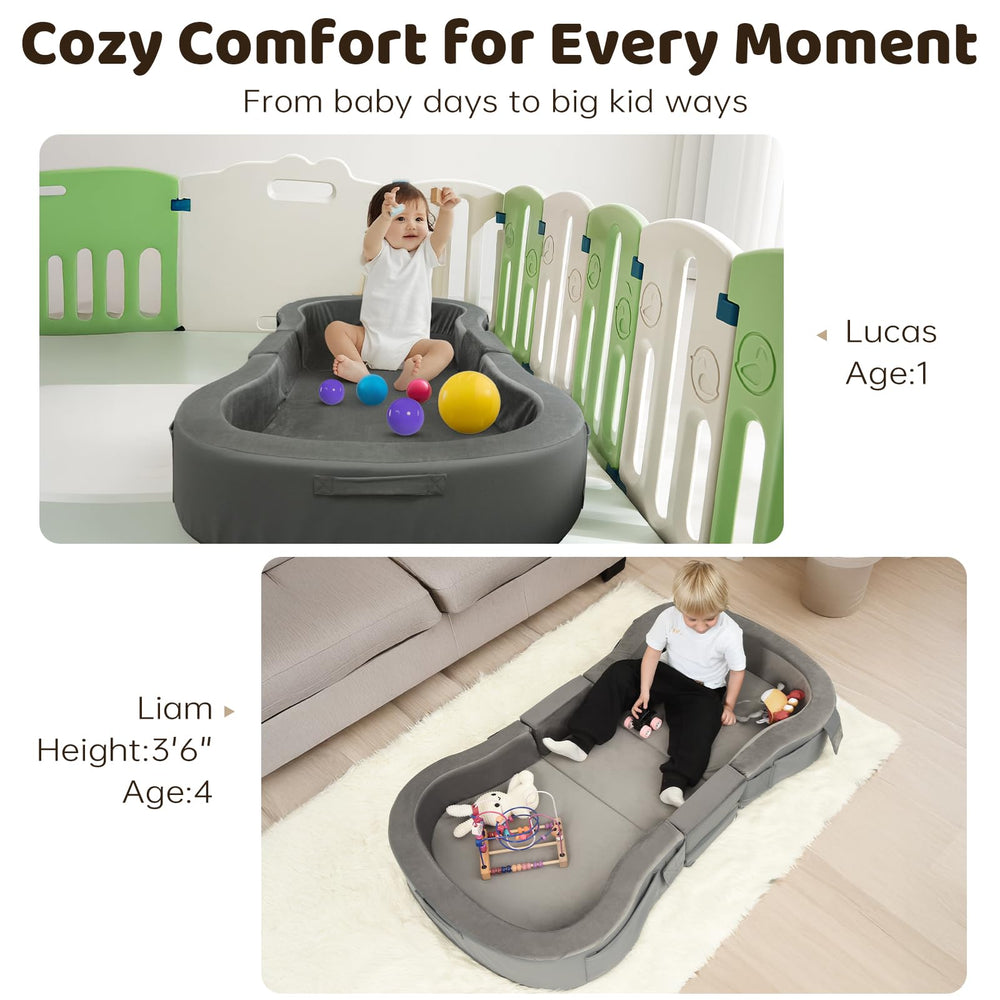 ENITYA travel crib requires no assembly for quick setup