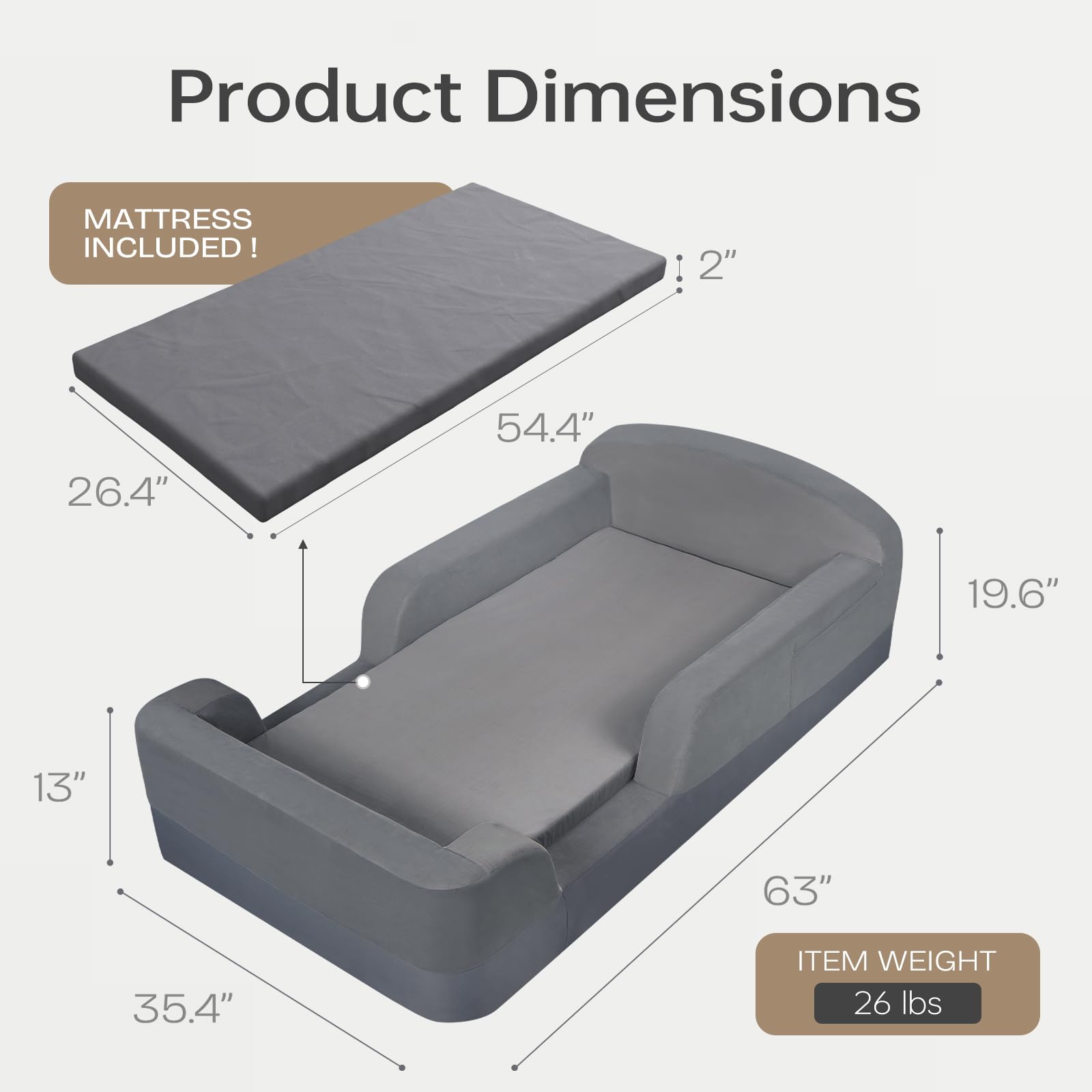 ENITYA bed features built-in guardrails for safer overnight sleep.