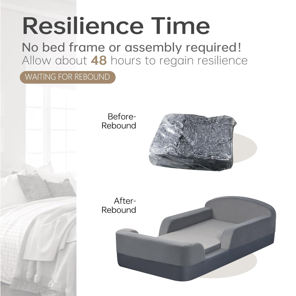 ENITYA dark grey fabric finish matches many nursery themes.
