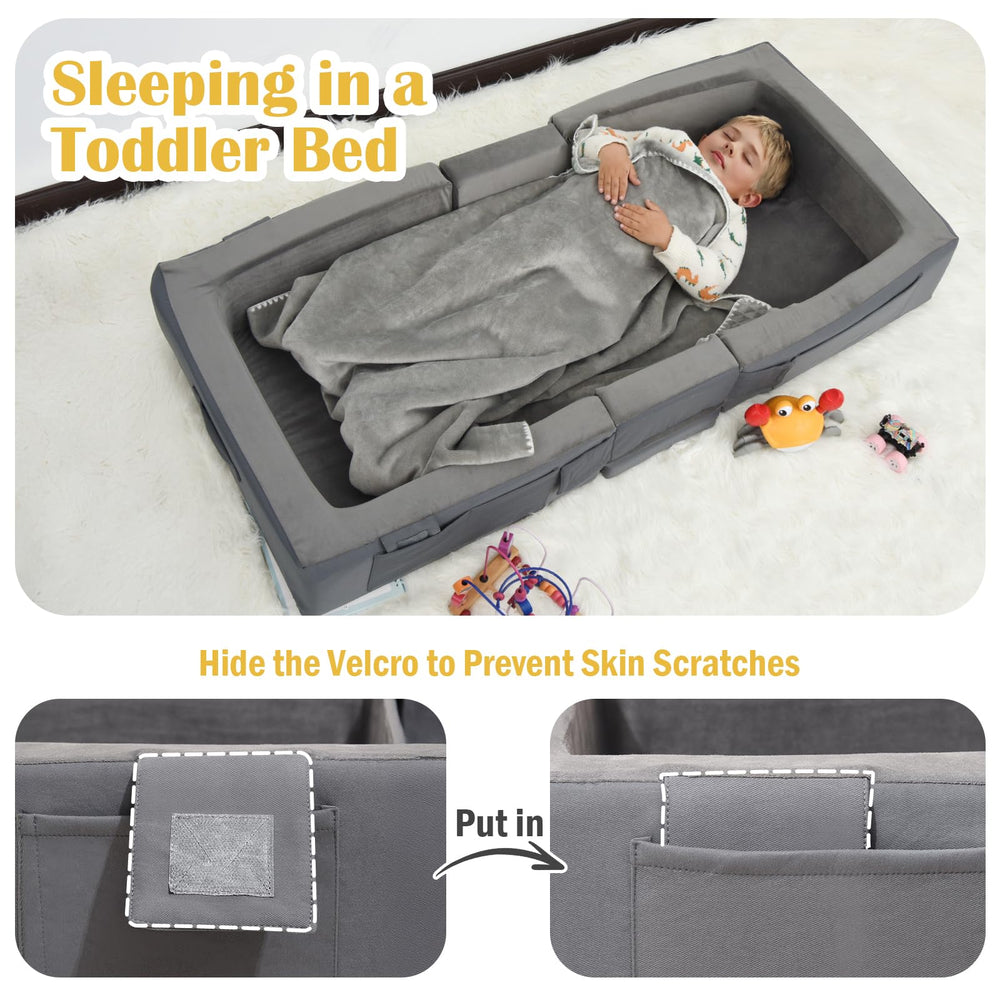 ENITYA Toddler Travel Bed washable cover for easy cleaning.