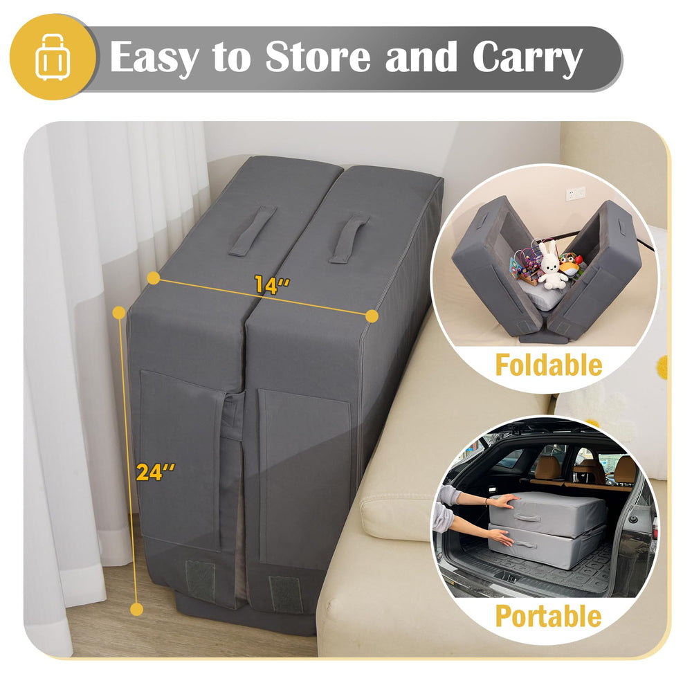 ENITYA Toddler Travel Bed safety rails prevent tipping during sleep.