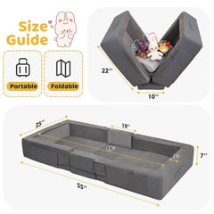 ENITYA travel bed with built-in safety rails for secure sleep