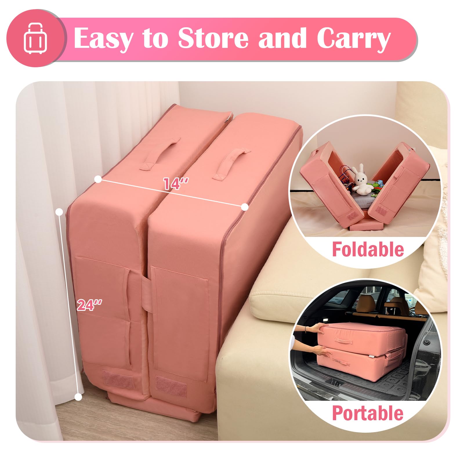 ENITYA toddler travel bed ultra-soft fabric enhances cozy naps.