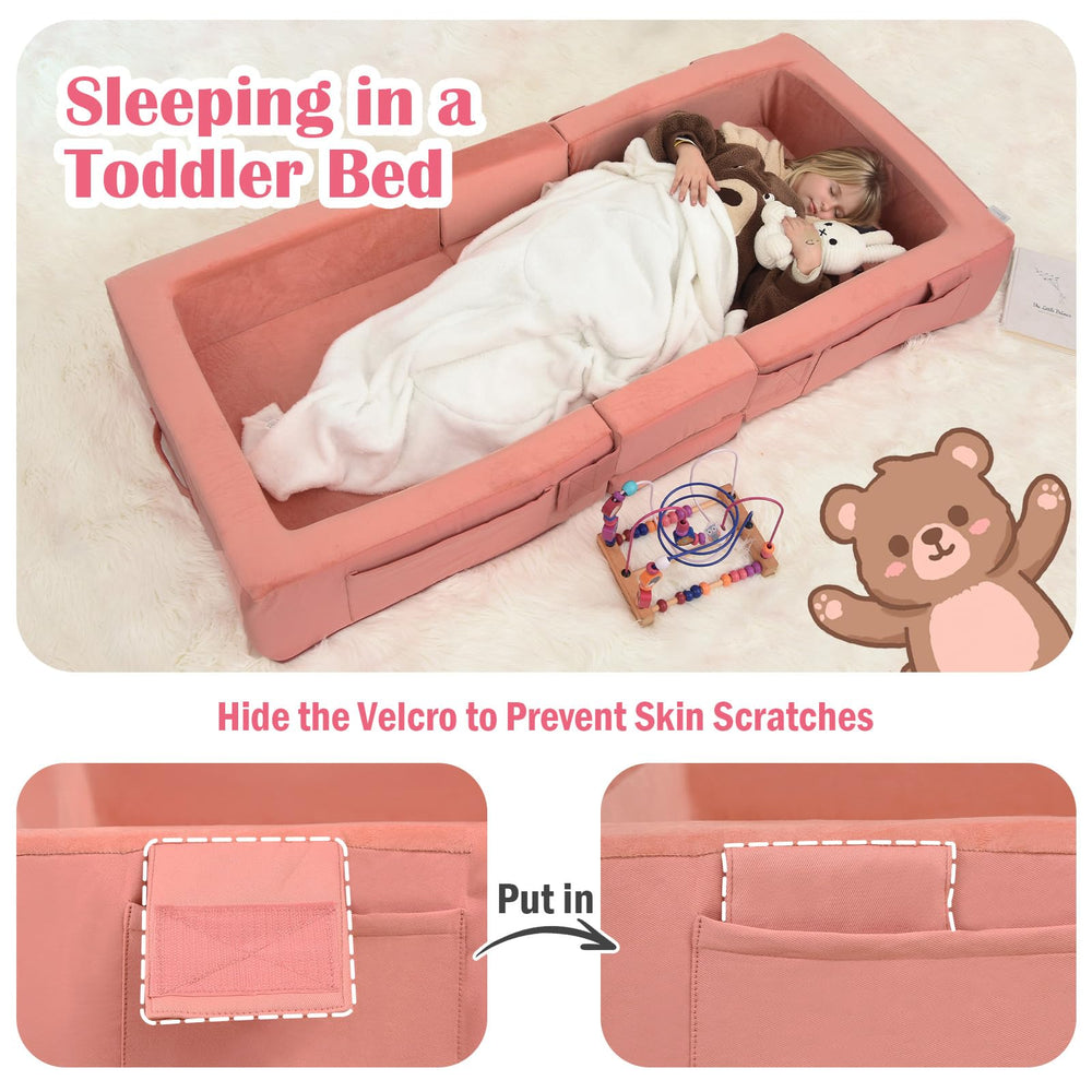 ENITYA toddler travel bed washable cover removable for easy cleaning.