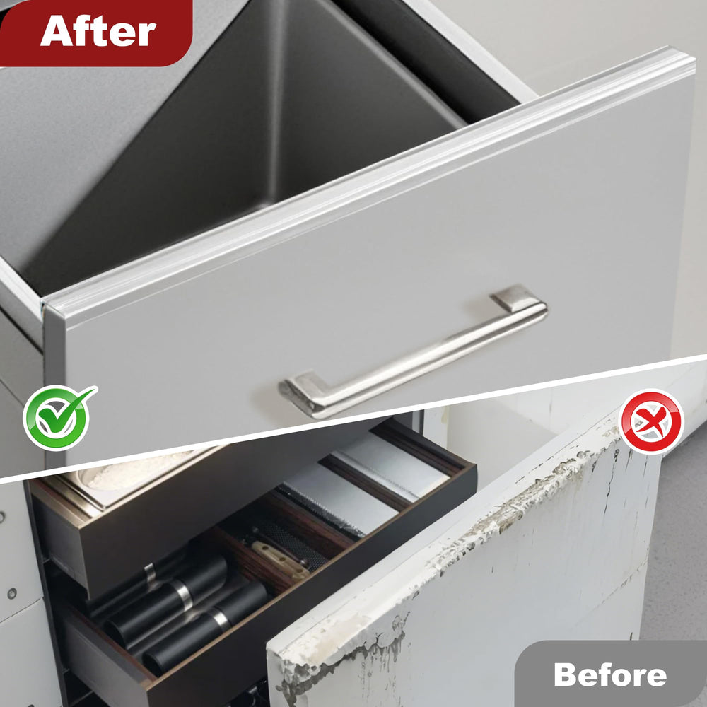 Enjaya snap-on cabinet edge protector installs easily without glue