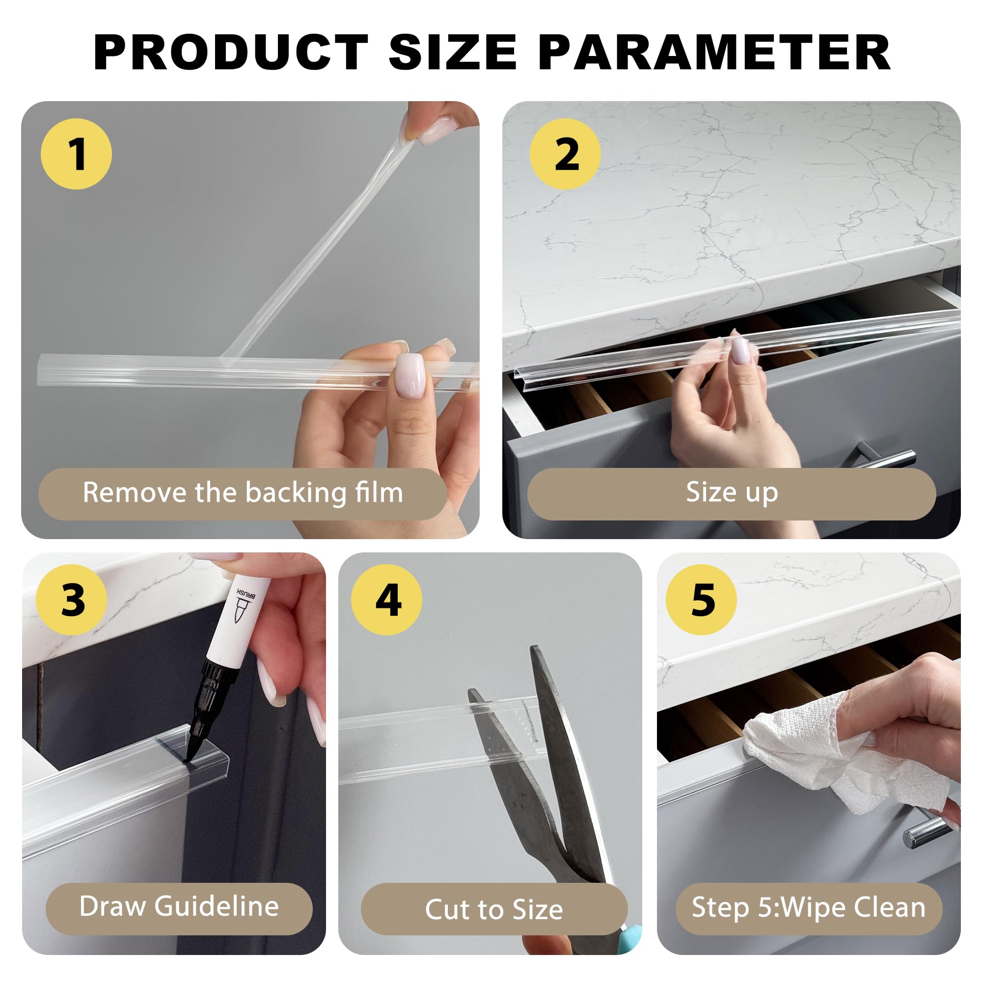 Enjaya versatile edge guard for drawer fronts and cabinet edges
