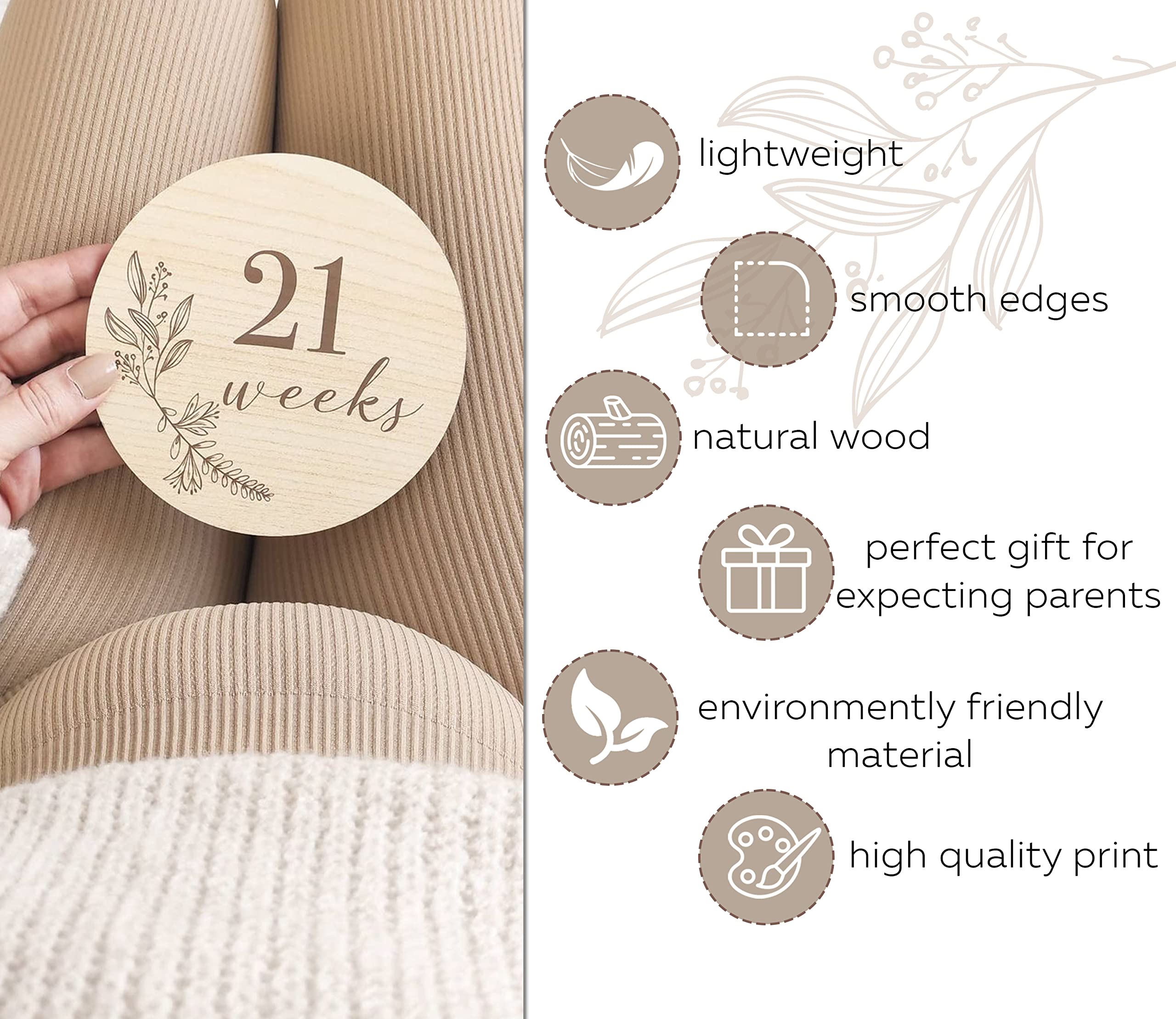 EnjoyMyDesign wooden milestone disc week 33 showcases late-pregnancy moments beautifully.