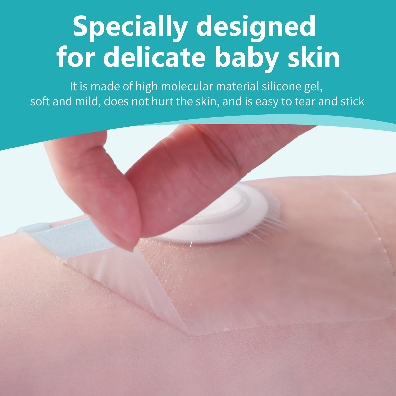 ENLUNTRA baby wearing patch during shower demonstrates water-friendly protection.