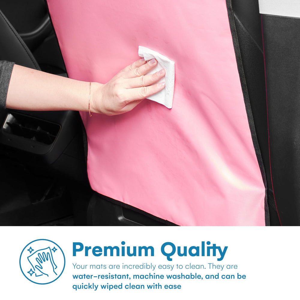 Large 16.8 x 32.8 inch mats fit most cars for easy protection.