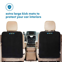 Enovoe Kick Mats waterproof fabric guards interior against spills and wear.