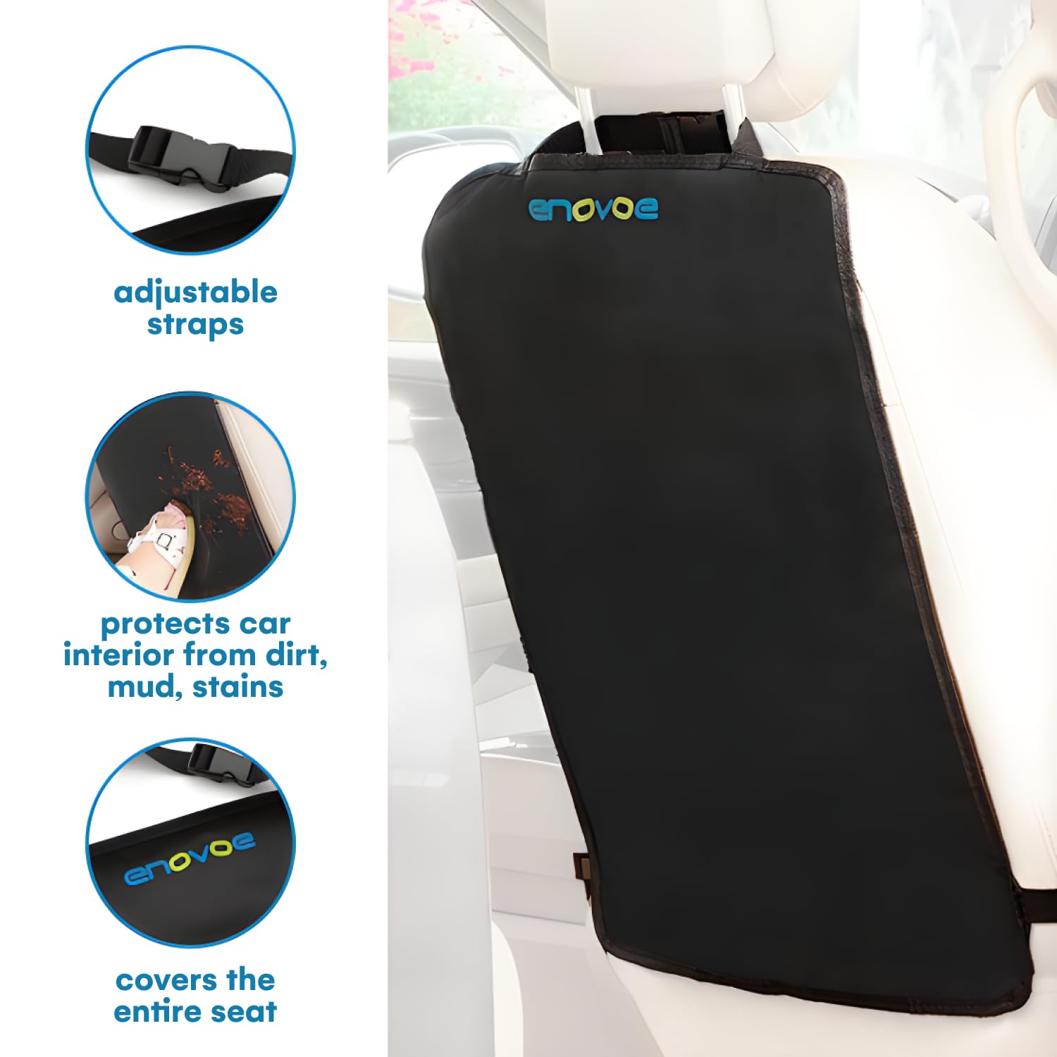 Enovoe waterproof back seat cover safeguards upholstery from mud and spills.