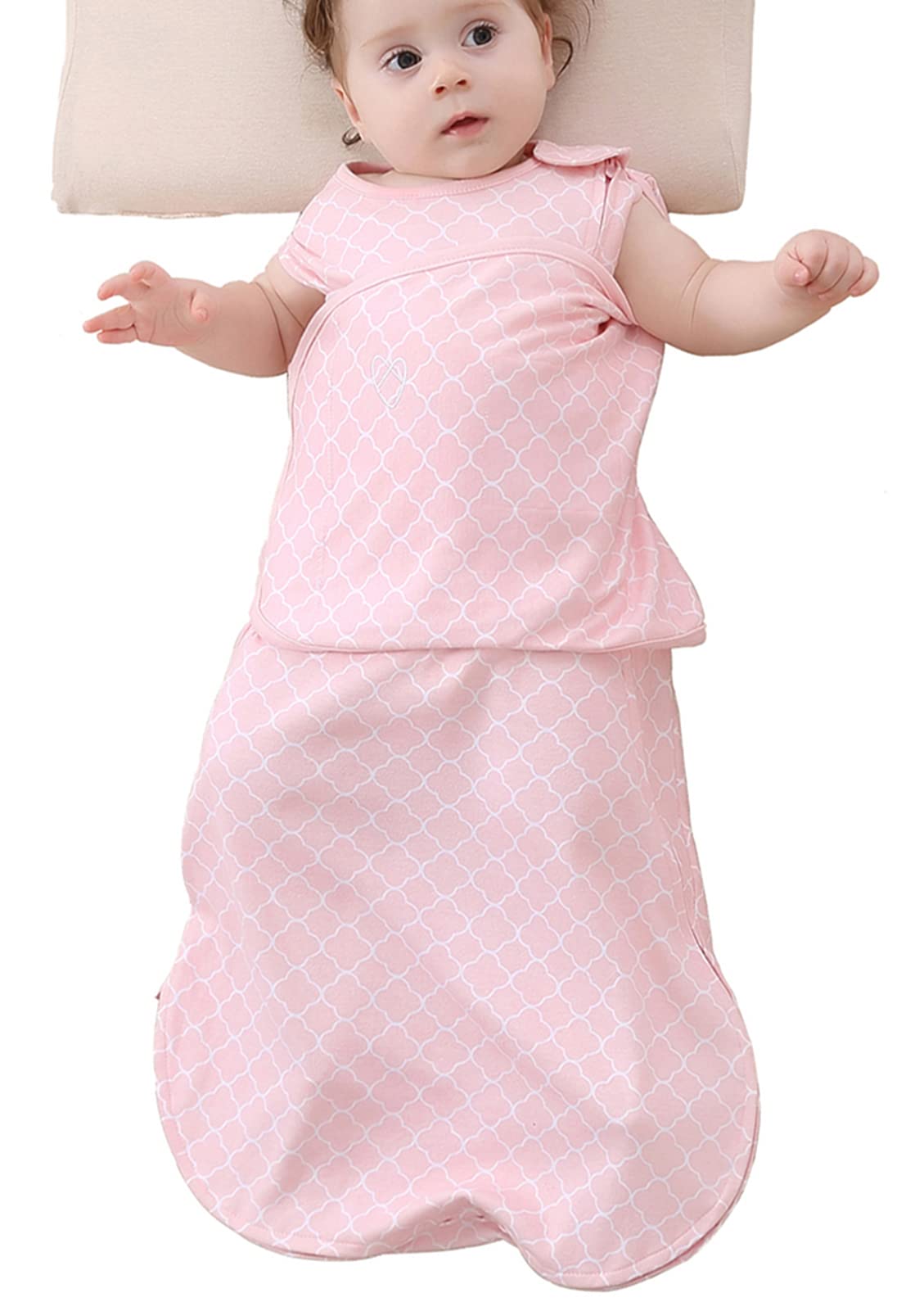 Enrich YLife pink swaddle sack for 6-12 months with breathable cotton.