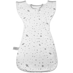 Enrich YLife transitional swaddle sack grey stars back view, cozy and secure fit.