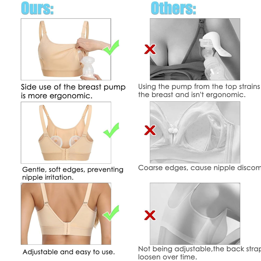 ENSDOAR hands-free pumping bra wire-free contoured shape under clothing for a smooth silhouette.