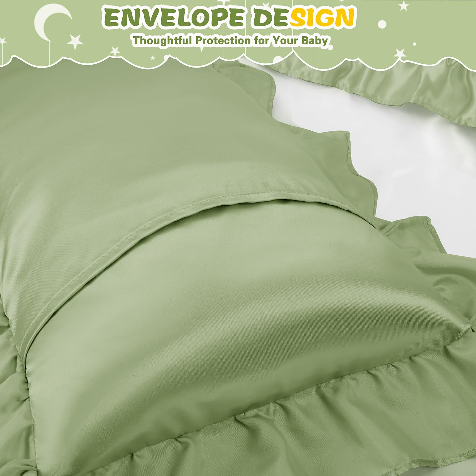 Entisn 3-inch ruffle edge adds decorative charm to bedtime