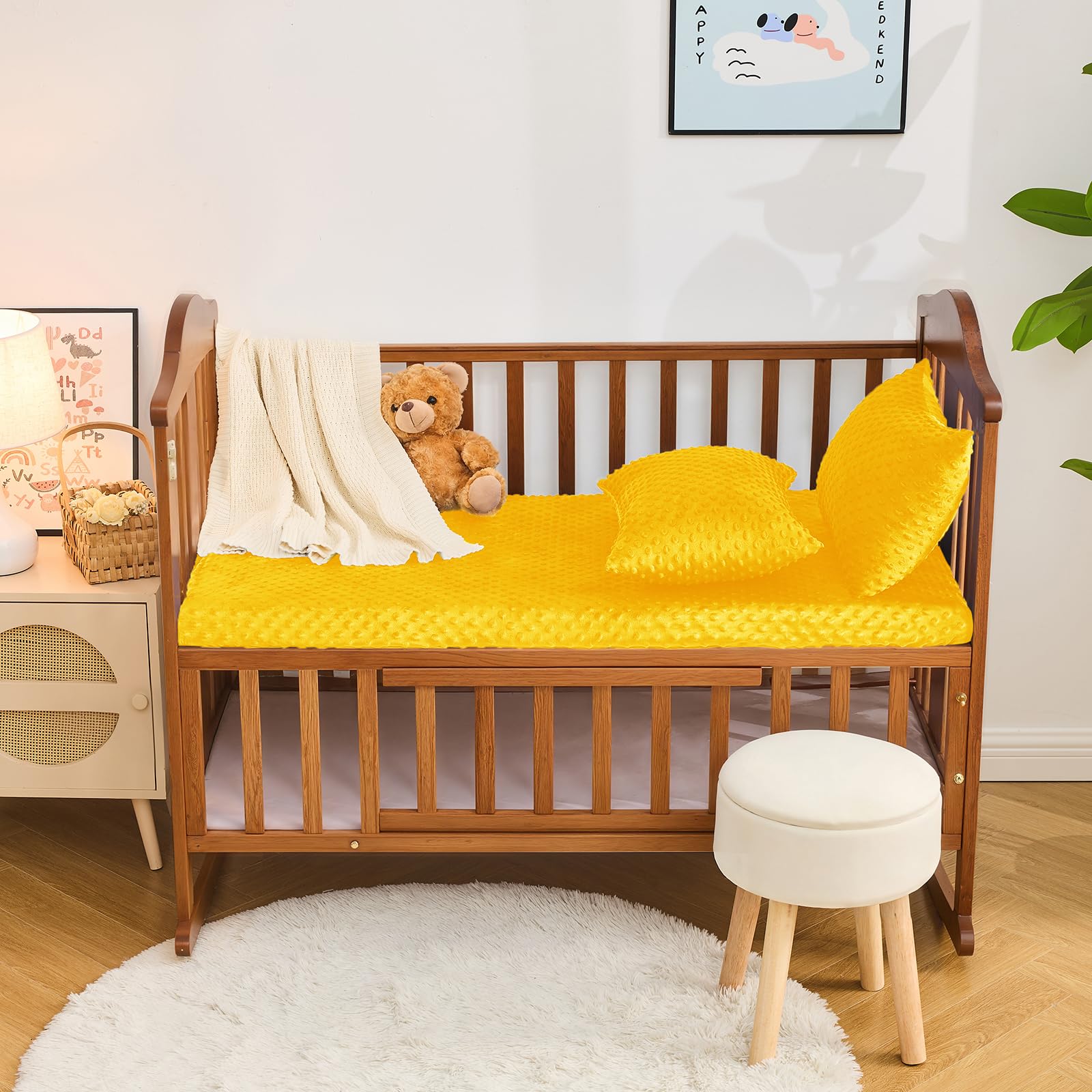 Entisn crib sheet fits standard toddler bed mattresses for easy transition