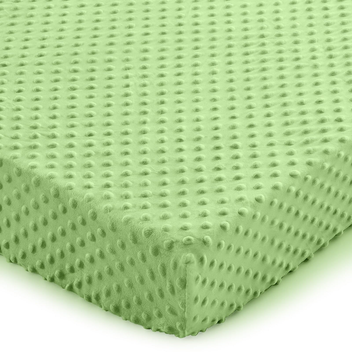 Entisn Pack N Play Sheets Sage Green fitted on mini crib mattress for cozy sleep.
